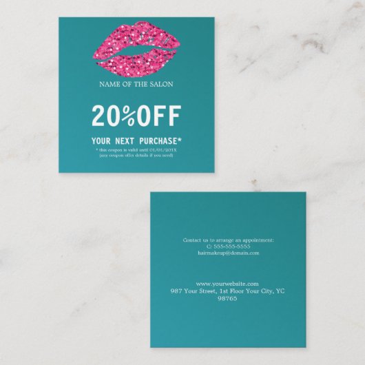Blauwgroen Green Lips Schoonheidssalon Korting Kaa (Voorkant / Achterkant)