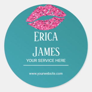 Blauwgroen Green Lips schoonheidssalon Ronde Sticker