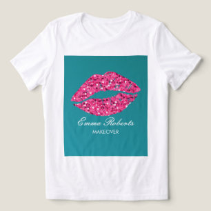 Blauwgroen Green Lips schoonheidssalon Tri-Blend Shirt