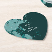 Blauwgroen-Green Paint Splatter Hartvormig Onderze Kartonnen Onderzetters (Gekanteld)