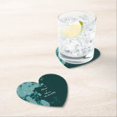 Blauwgroen-Green Paint Splatter Hartvormig Onderze Kartonnen Onderzetters (Insitu)