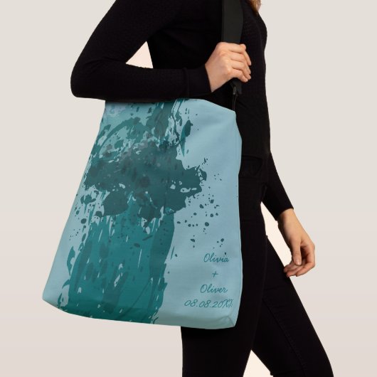 Blauwgroen Green Paint Splatter Party Gift Tote Bag (Dichtbij)