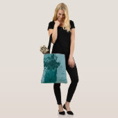 Blauwgroen Green Paint Splatter Party Gift Tote Bag (Op model)