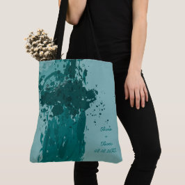Blauwgroen Green Paint Splatter Party Gift Tote Bag