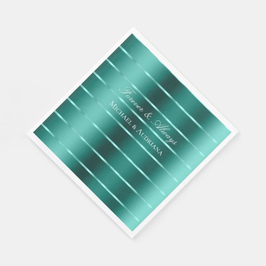 Blauwgroen Green Ribbon Wedding Vrijgezellenfeest Servet (Hoek)