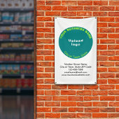 Blauwgroen Green Round Business Brand op Portrait Spandoek