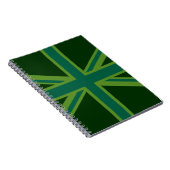 Blauwgroen Green UK Union Jack Decor Notitieboek (Rechterzijde)