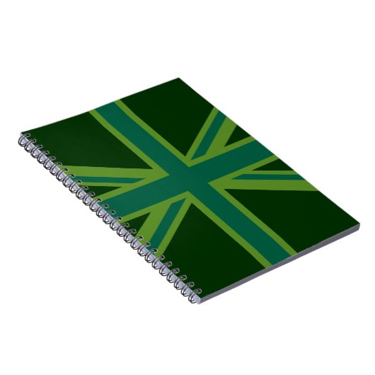 Blauwgroen Green UK Union Jack Decor Notitieboek (Rechterzijde)