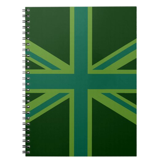Blauwgroen Green UK Union Jack Decor Notitieboek (Voorkant)