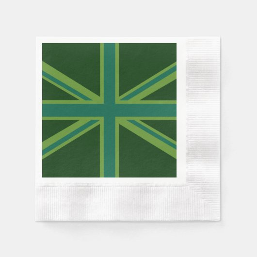 Blauwgroen Green UK Union Jack Decor Servetten (Voorkant)