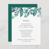 Blauwgroen Greenery Details Wedding Overige inform Informatiekaartje (Voorkant / Achterkant)