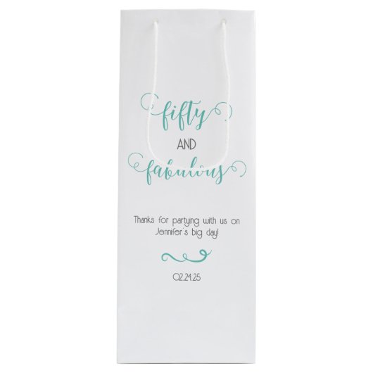 Blauwgroen Grey 50 en fantastische verjaardag Wijn Cadeautas (Voorkant)