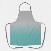 Blauwgroen Grey Ombre Simple Schort (Voorkant)