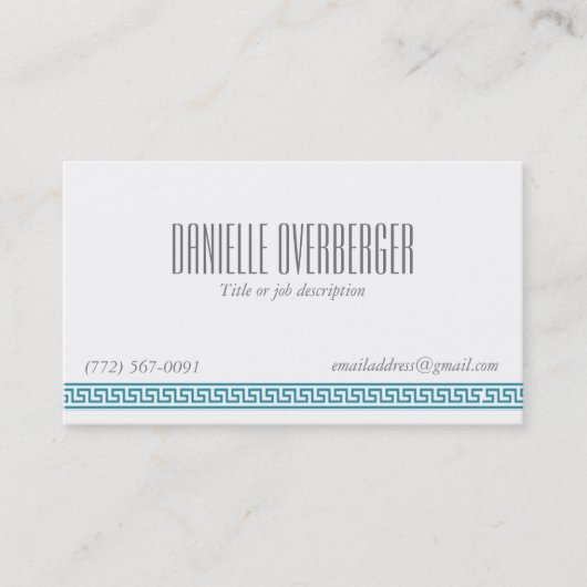 Blauwgroen Grieks sleutelklasje Visitekaartje vrou (Voorkant)