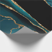 Blauwgroen grijppatroon Weddenschap Cadeaupapier (Hoek)