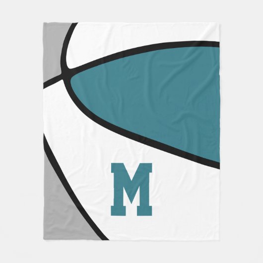 blauwgroen grijs basketbalteam kleuren atletisch d fleece deken (Voorkant)
