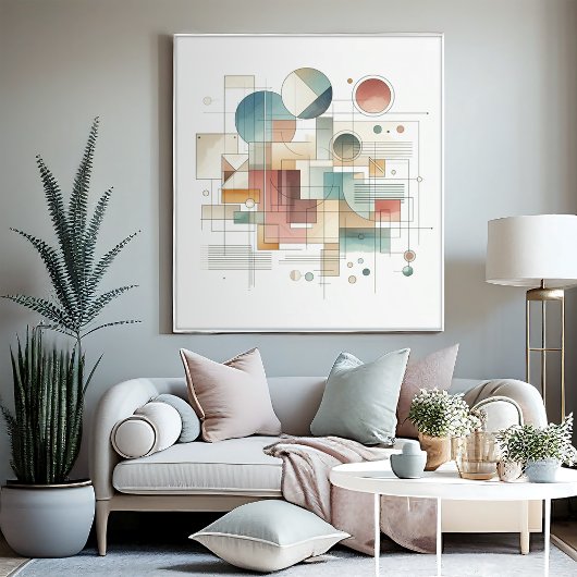 Blauwgroen grijs blauw beige roest rood Abstract k Canvas Afdruk