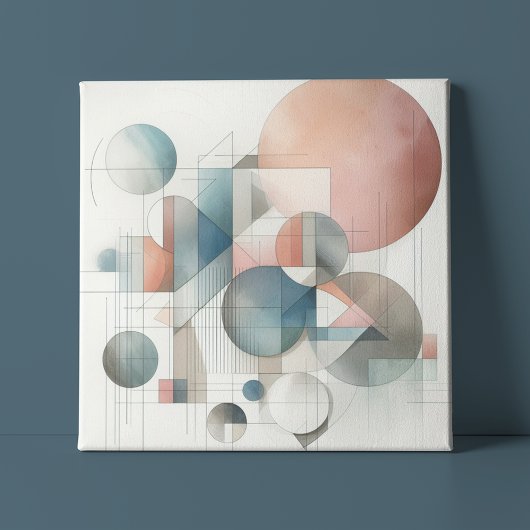 Blauwgroen grijs blauw beige roest rood Abstract k Canvas Afdruk