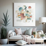 Blauwgroen grijs blauw beige roest rood Abstract k Canvas Afdruk<br><div class="desc">Stap in een wereld waar eenvoud samengaat met verfijning met deze minimalistische Bauhaus-stijl geïnspireerde gewikkelde canvaskunst. Het ontwerp belichaamt het Bauhaus-beginsel van vorm na functie, met een strakke en geometrische esthetiek die zowel tijdloos als modern is. De canvaskunst is een viering van minimalistische schoonheid, met een focus op evenwichtige compositie...</div>