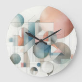 Blauwgroen grijs blauw beige roest rood Abstract k Grote Klok (Voorkant)