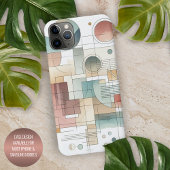 Blauwgroen grijs blauw beige roest rood Abstract k iPhone Hoesje