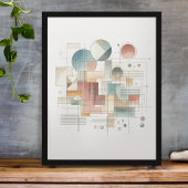 Blauwgroen grijs blauw beige roest rood Abstract k Poster