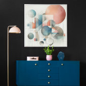 Blauwgroen grijs blauw beige roest rood Abstract k Poster