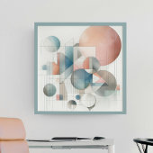 Blauwgroen grijs blauw beige roest rood Abstract k Poster