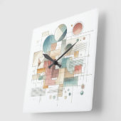 Blauwgroen grijs blauw beige roest rood Abstract k Vierkante Klok (Hoek)