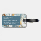 Blauwgroen Grijs Blauw Goud Marmeren Kunstpatroon Bagagelabel (Achterkant horizontaal)