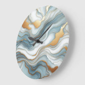 Blauwgroen Grijs Blauw Goud Marmeren Kunstpatroon Grote Klok (Hoek)