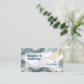 Blauwgroen Grijs Blauw Goud Marmeren Kunstpatroon Visitekaartje (Staand voorkant)