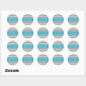 Blauwgroen Grijs Chevron Baby shower Favor Sticker (Vel)