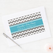 Blauwgroen Grijs Chevron Baby shower Favor Sticker (Envelop)