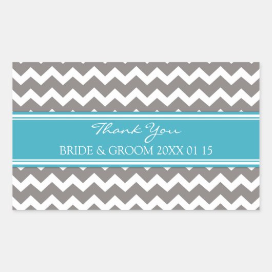 Blauwgroen grijs Chevron dank u bruiloft gunst Lab Rechthoekige Sticker (Voorkant)