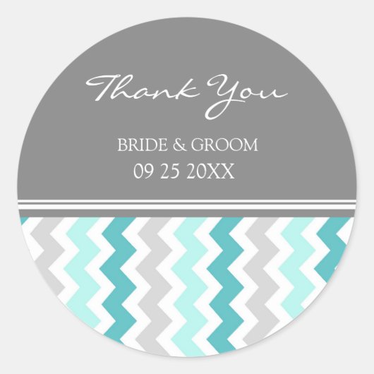 Blauwgroen grijs Chevron dank u bruiloft gunst Lab Ronde Sticker (Voorkant)
