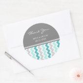 Blauwgroen grijs Chevron dank u bruiloft gunst Lab Ronde Sticker (Envelop)