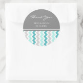 Blauwgroen grijs Chevron dank u bruiloft gunst Lab Ronde Sticker (Tas)