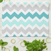 Blauwgroen grijs Chevron Kitchen Cloth Towel Theedoek (Gevouwen)