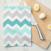 Blauwgroen grijs Chevron Kitchen Cloth Towel Theedoek (Quarter Fold)