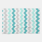 Blauwgroen grijs Chevron Kitchen Cloth Towel Theedoek (Horizontaal)