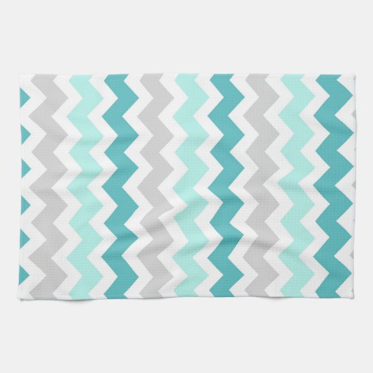 Blauwgroen grijs Chevron Kitchen Cloth Towel Theedoek (Horizontaal)