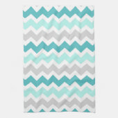 Blauwgroen grijs Chevron Kitchen Cloth Towel Theedoek (Verticaal)