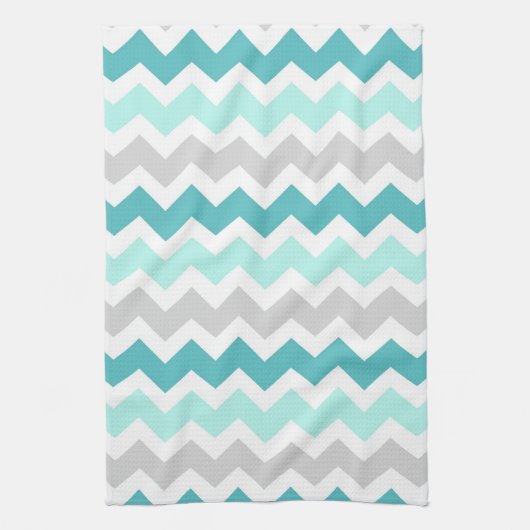 Blauwgroen grijs Chevron Kitchen Cloth Towel Theedoek (Verticaal)