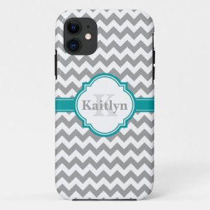Blauwgroen grijs Chevron Pattern & Moroccan Quatre Case-Mate iPhone Case