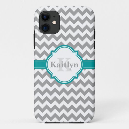 Blauwgroen grijs Chevron Pattern & Moroccan Quatre Case-Mate iPhone Case (Achterkant)