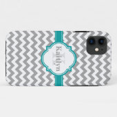 Blauwgroen grijs Chevron Pattern & Moroccan Quatre Case-Mate iPhone Case (Achterkant (horizontaal))