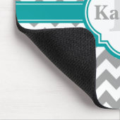 Blauwgroen grijs Chevron Pattern & Moroccan Quatre Muismat (Hoek)