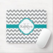 Blauwgroen grijs Chevron Pattern & Moroccan Quatre Muismat (Met muis)