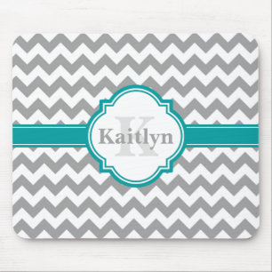 Blauwgroen grijs Chevron Pattern & Moroccan Quatre Muismat